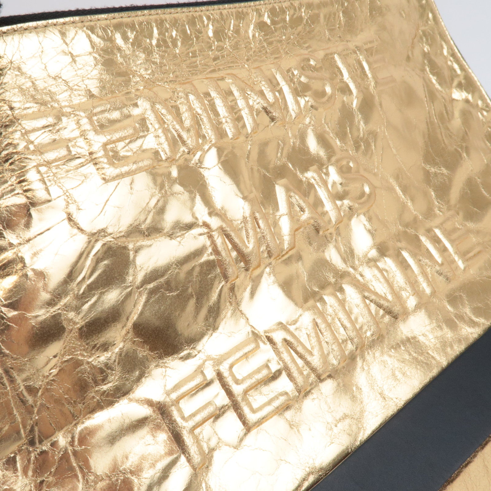 CHANEL Leather Clutch Bag Gold