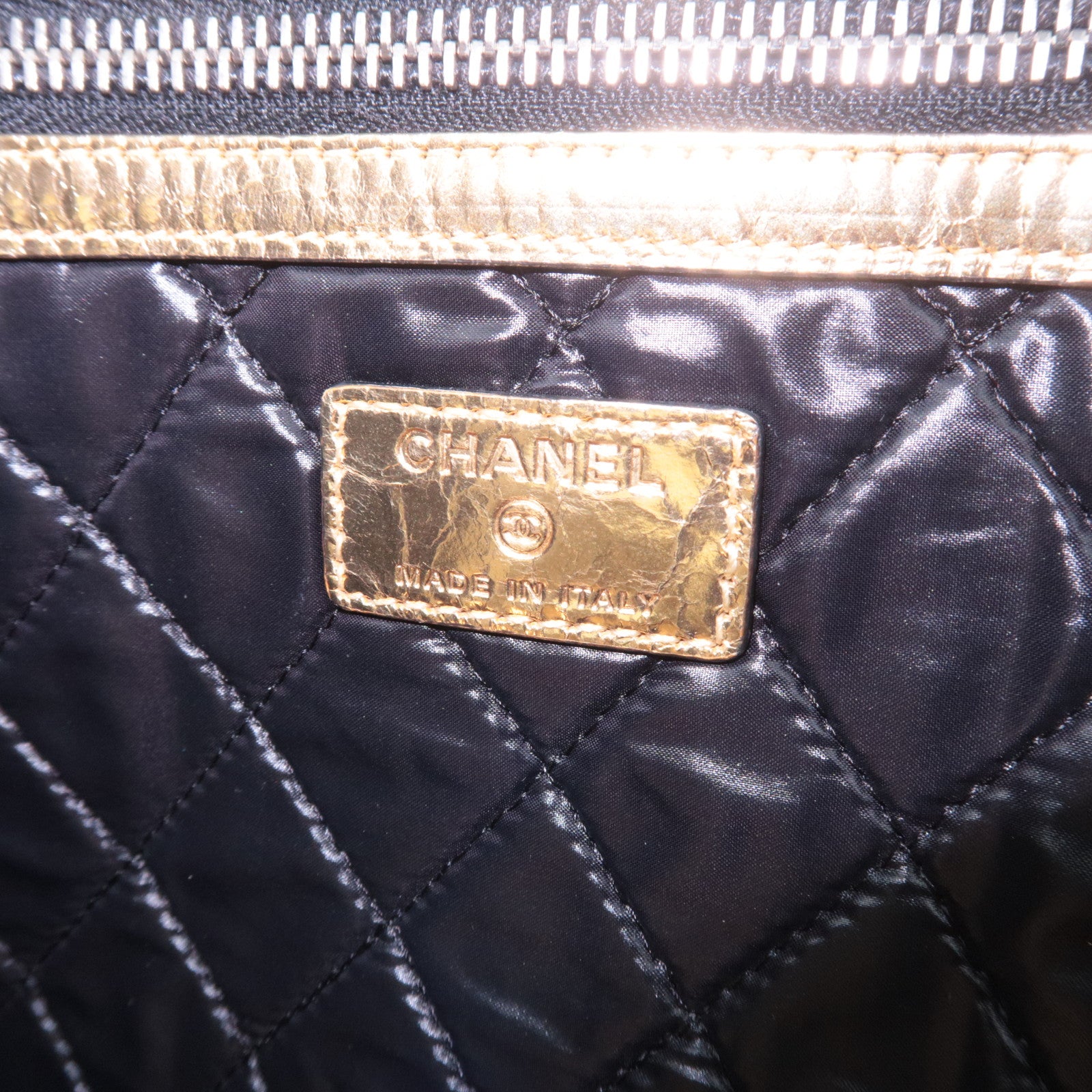 CHANEL Leather Clutch Bag Gold