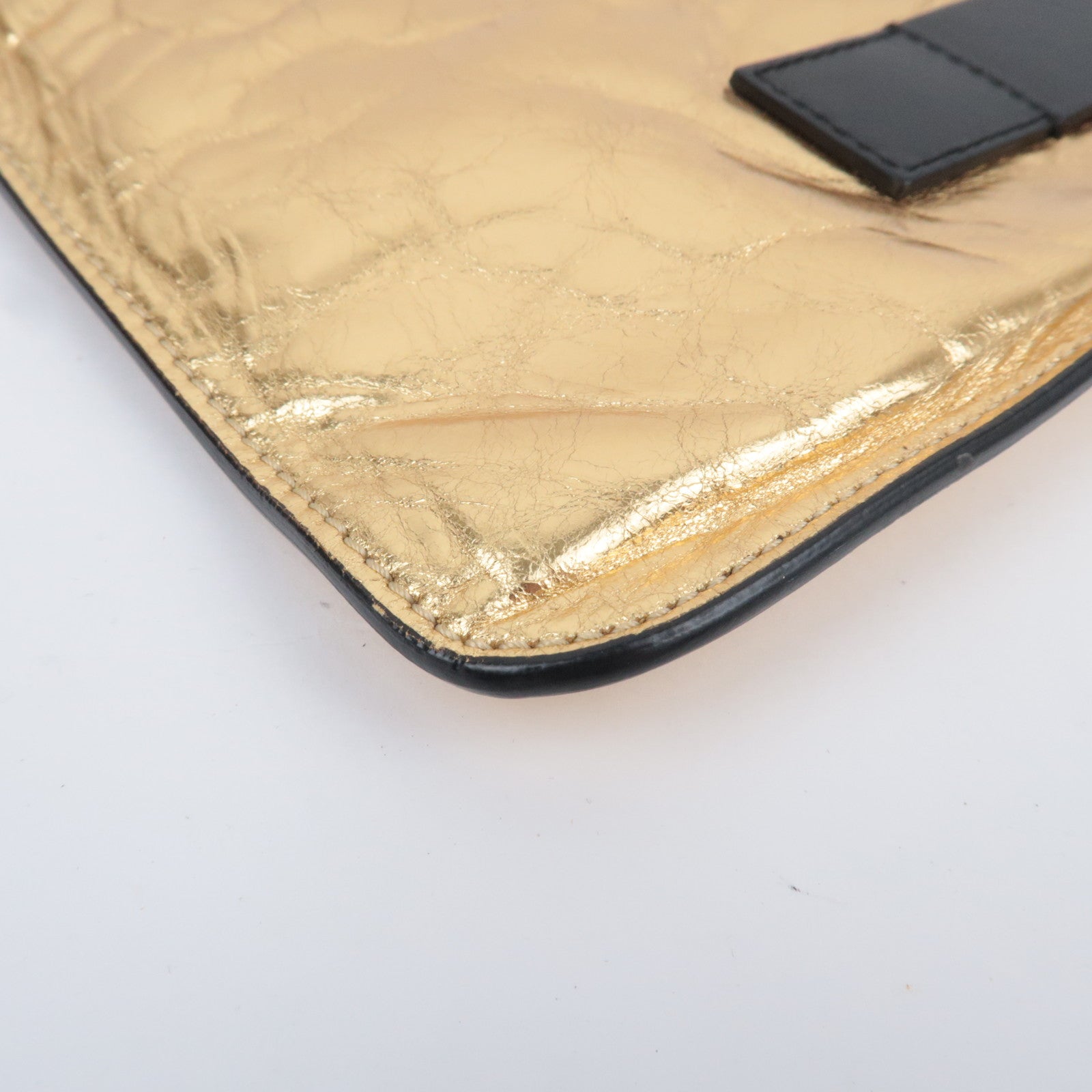 CHANEL Leather Clutch Bag Gold
