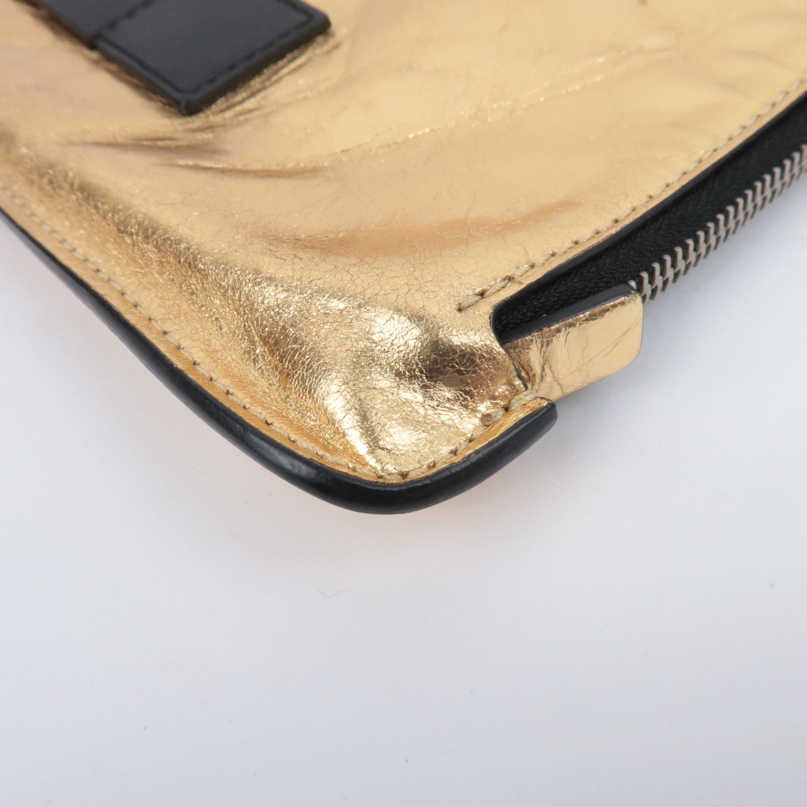 CHANEL Leather Clutch Bag Gold