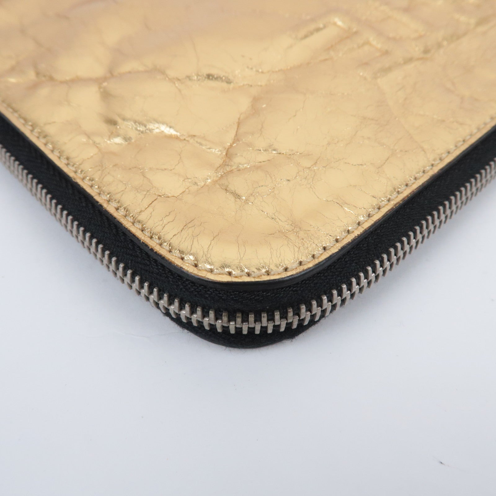 CHANEL Leather Clutch Bag Gold