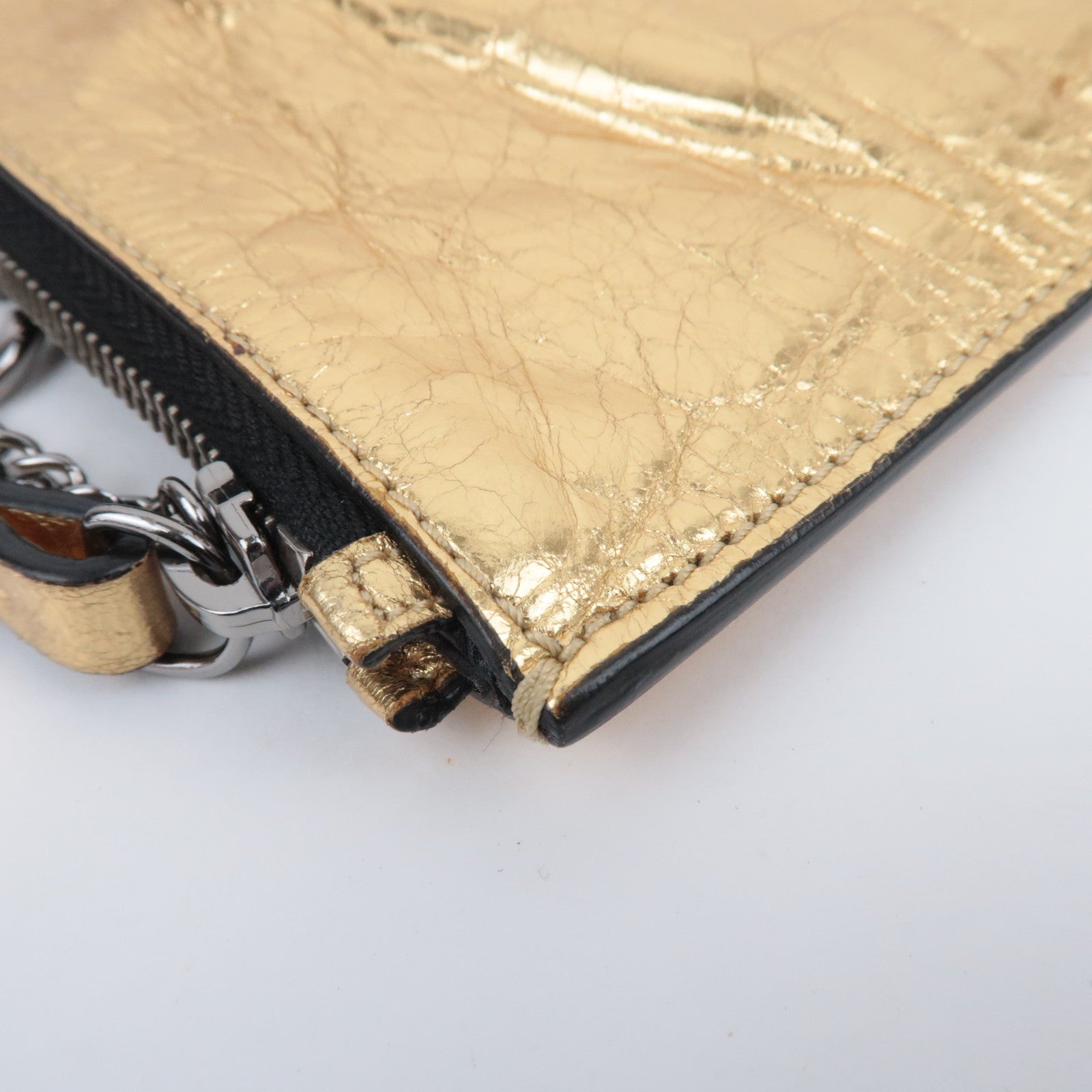 CHANEL Leather Clutch Bag Gold