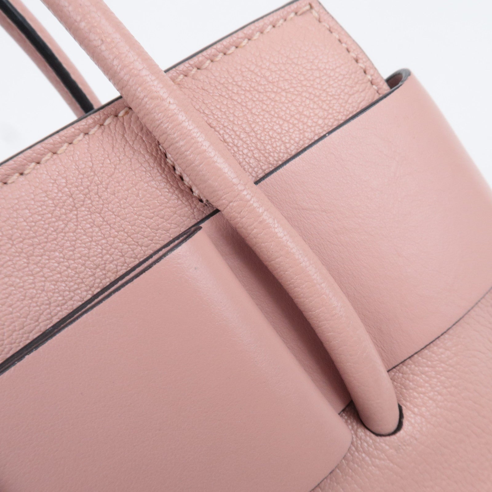 MIU MIU Ribbon Madras Fiocco Leather Handbag Pink 5BA056