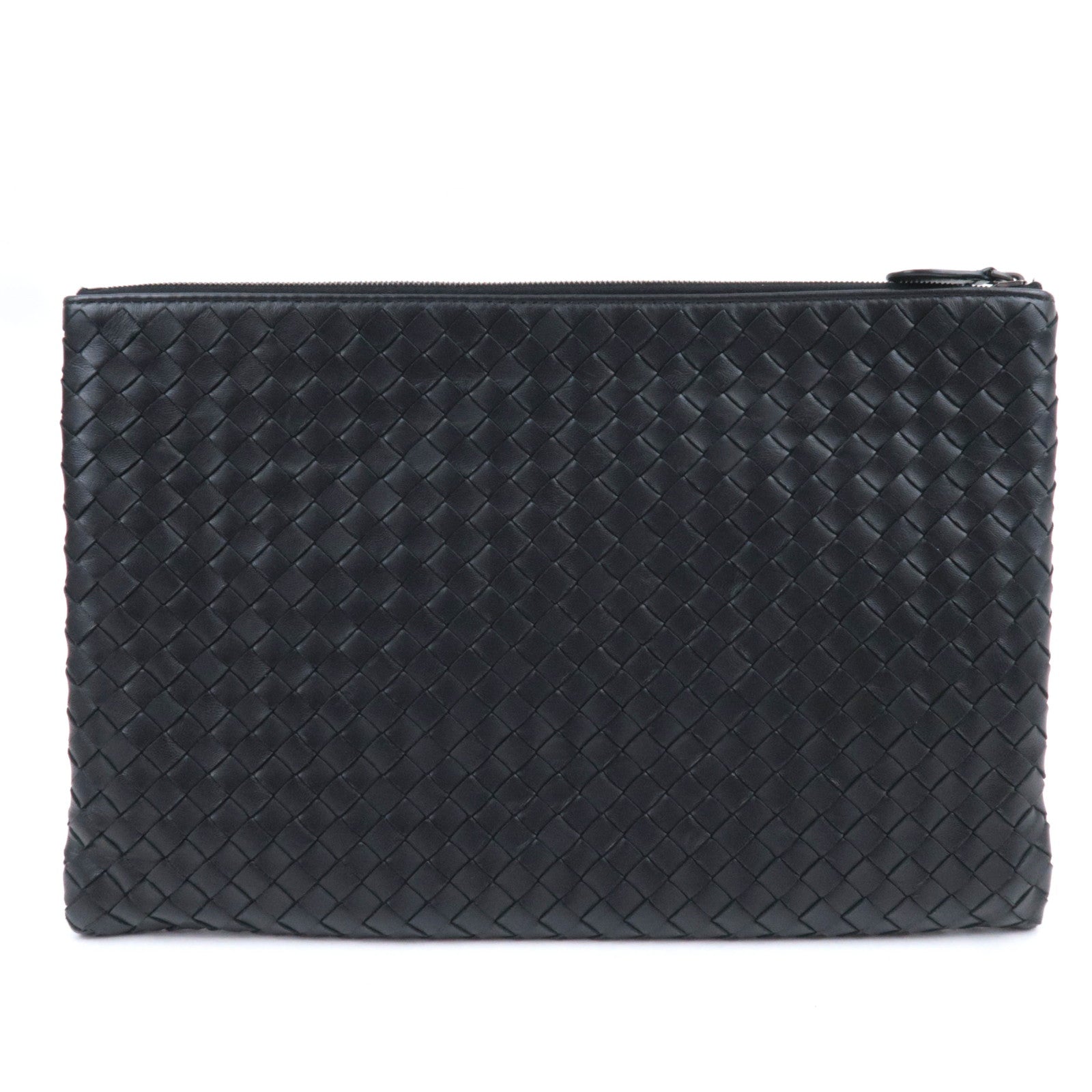 BOTTEGA VENETA Intrecciato Leather Clutch Bag Black