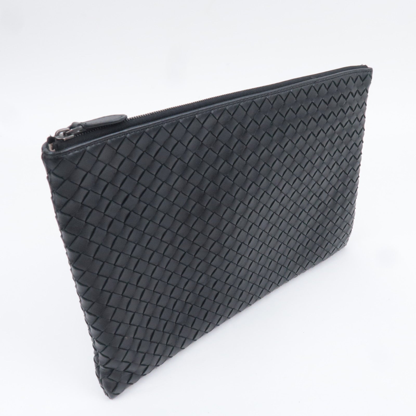 BOTTEGA VENETA Intrecciato Leather Clutch Bag Black