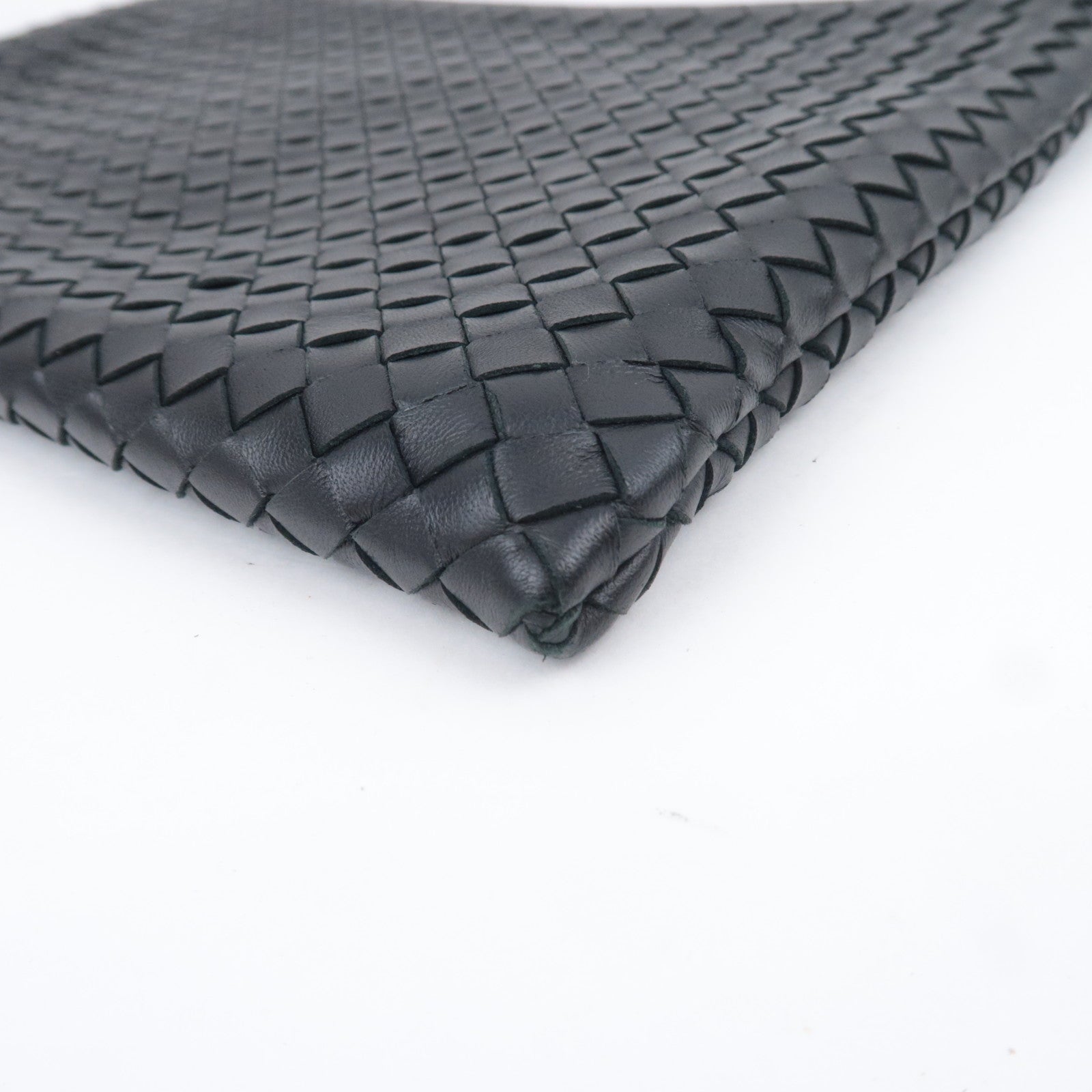 BOTTEGA VENETA Intrecciato Leather Clutch Bag Black