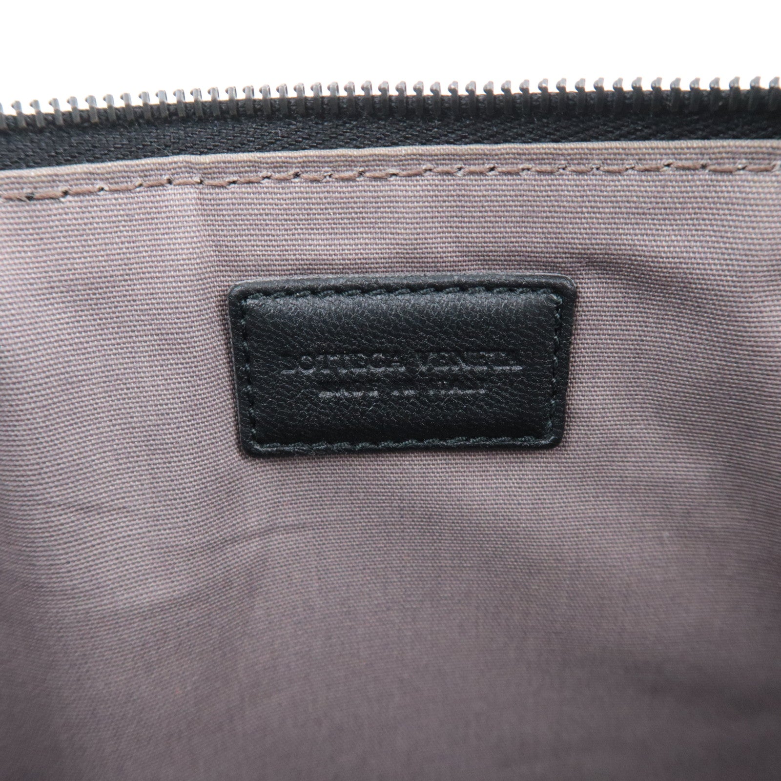 BOTTEGA VENETA Intrecciato Leather Clutch Bag Black Red