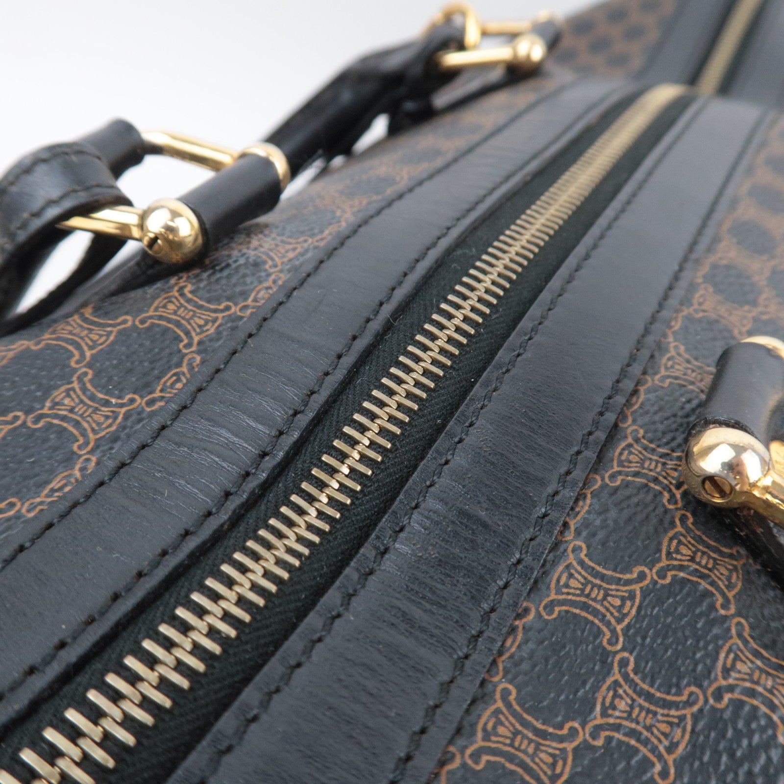 CELINE Macadam 2Way PVC Leather Boston Bag Black