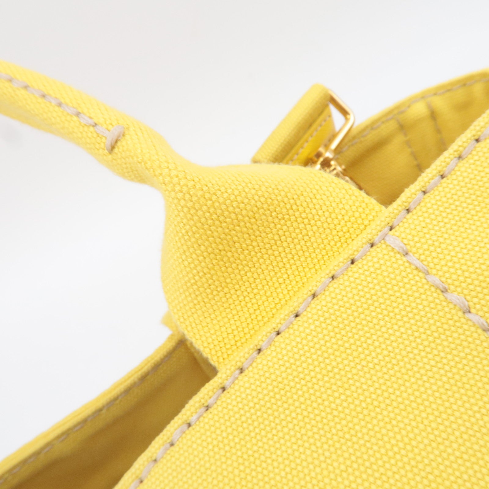 PRADA Canapa M 2Way Canvas Tote Bag Yellow BN2642