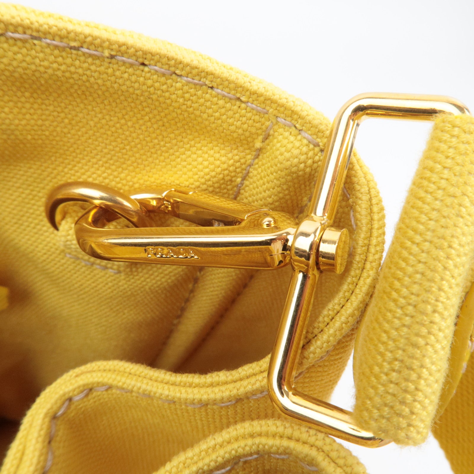 PRADA Canapa M 2Way Canvas Tote Bag Yellow BN2642