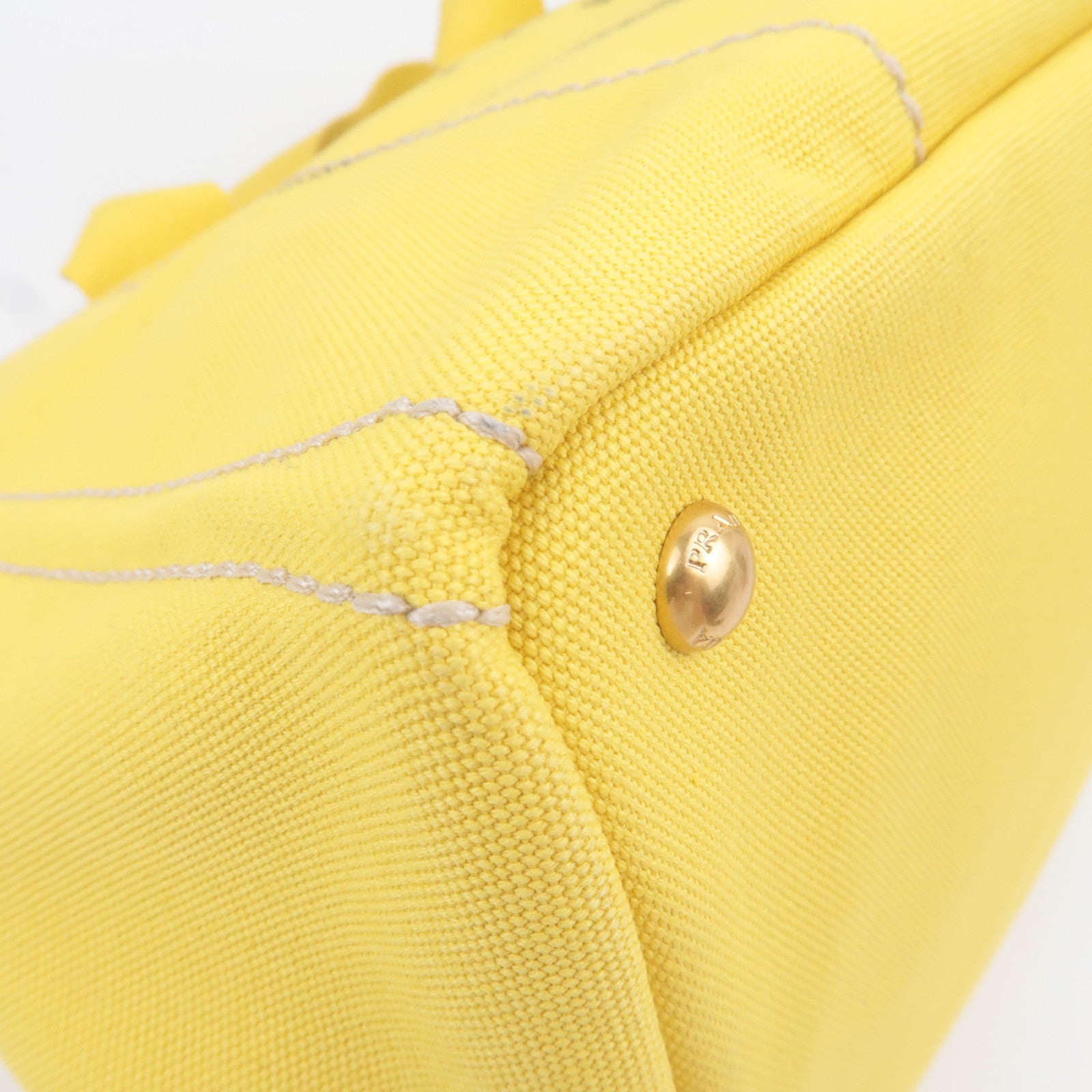 PRADA Canapa M 2Way Canvas Tote Bag Yellow BN2642