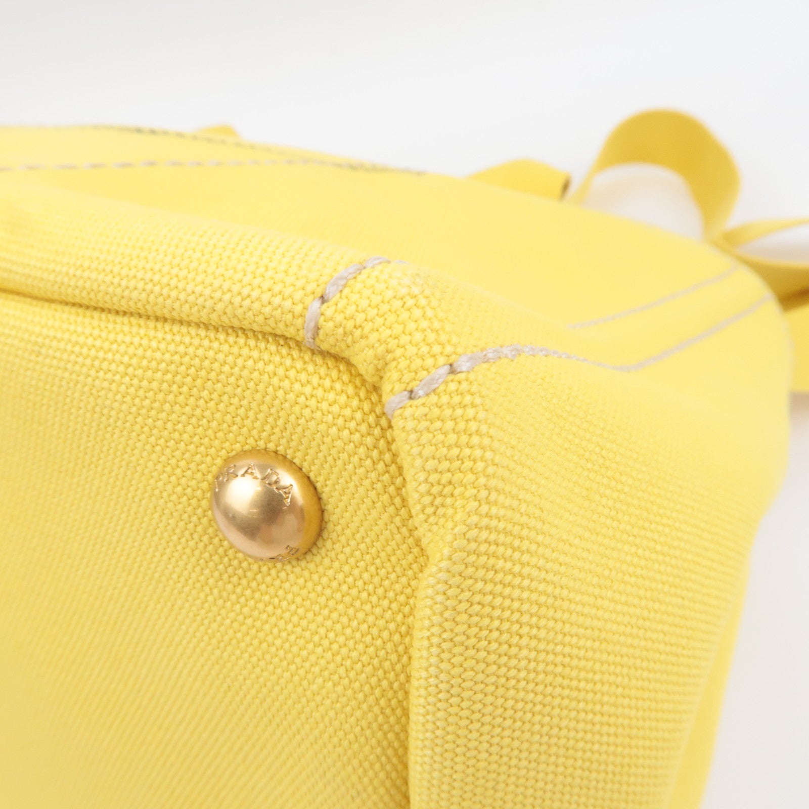 PRADA Canapa M 2Way Canvas Tote Bag Yellow BN2642