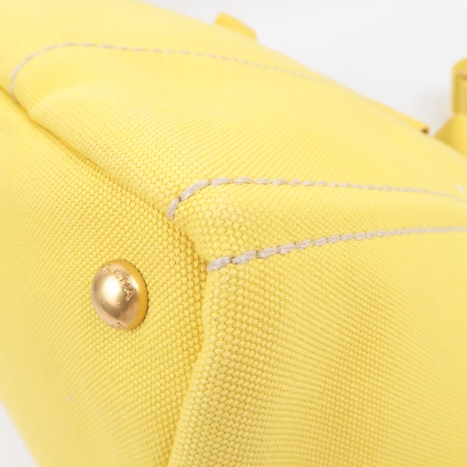 PRADA Canapa M 2Way Canvas Tote Bag Yellow BN2642
