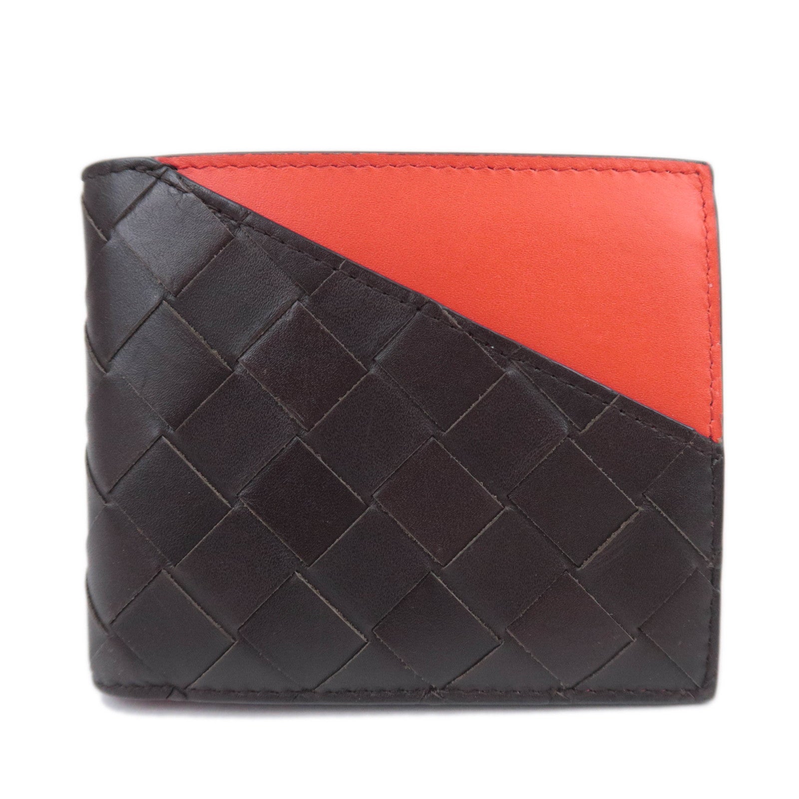 BOTTEGA VENETA Intrecciato Leather Wallet Black Red90309