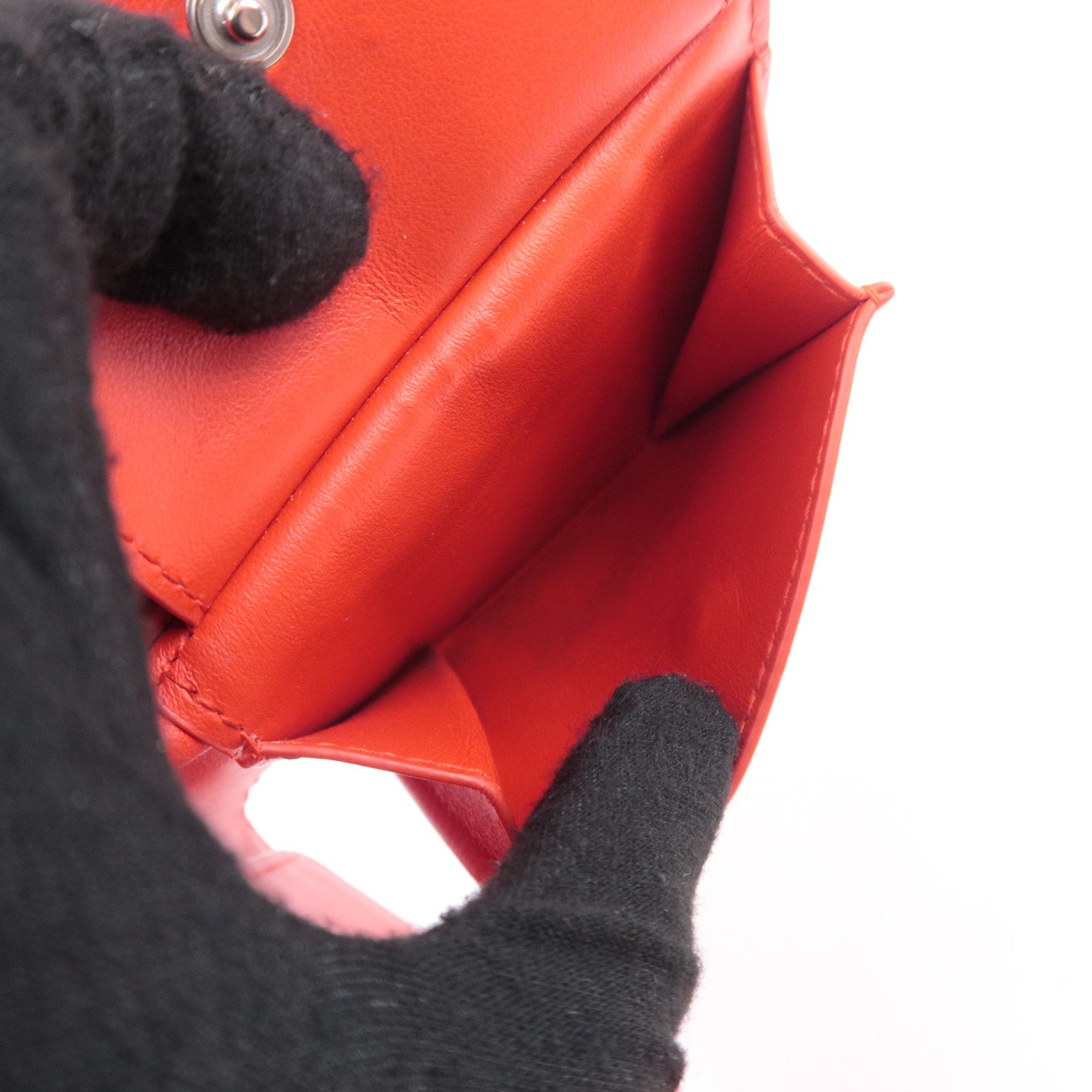 BOTTEGA VENETA Intrecciato Leather Wallet Black Red