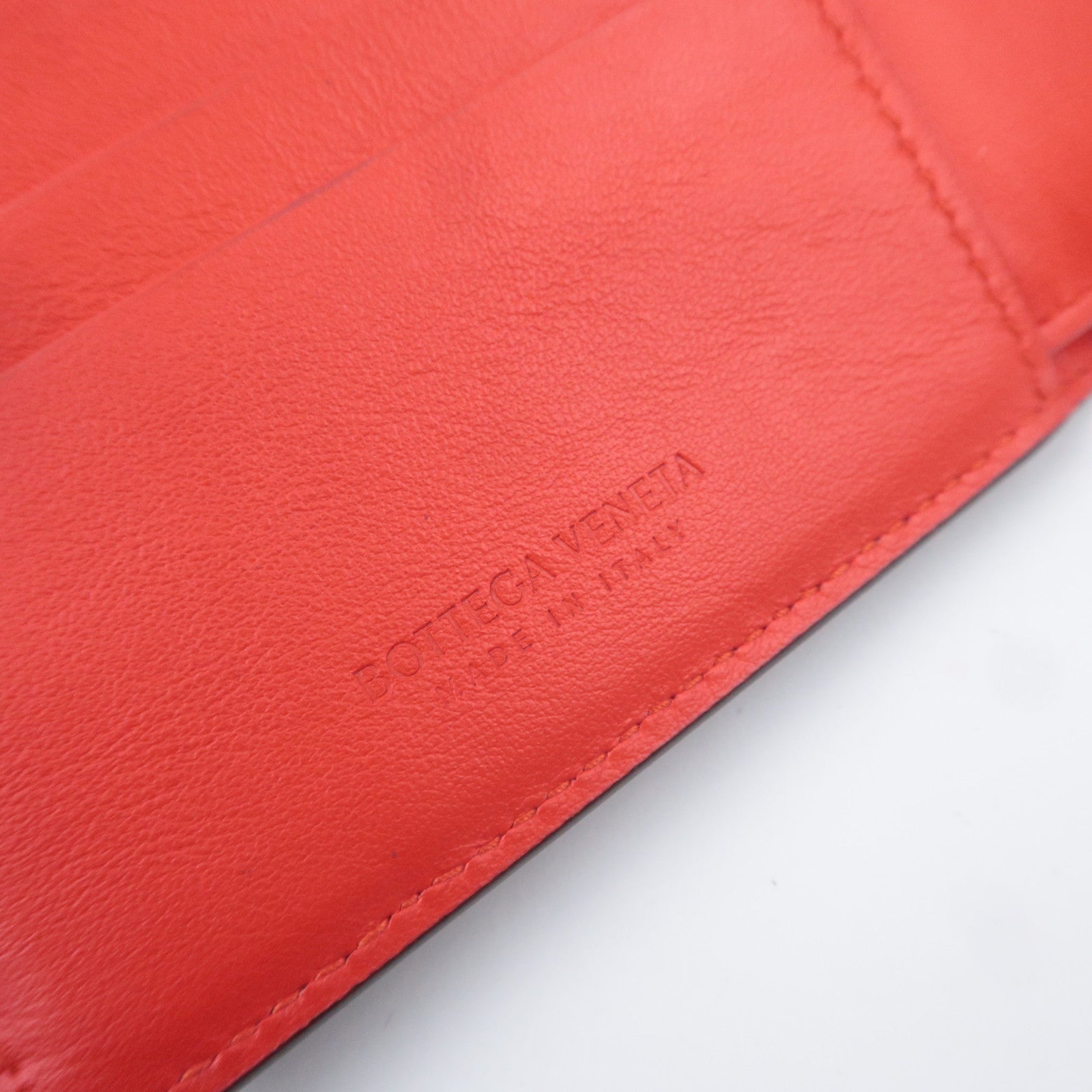 BOTTEGA VENETA Intrecciato Leather Wallet Black Red
