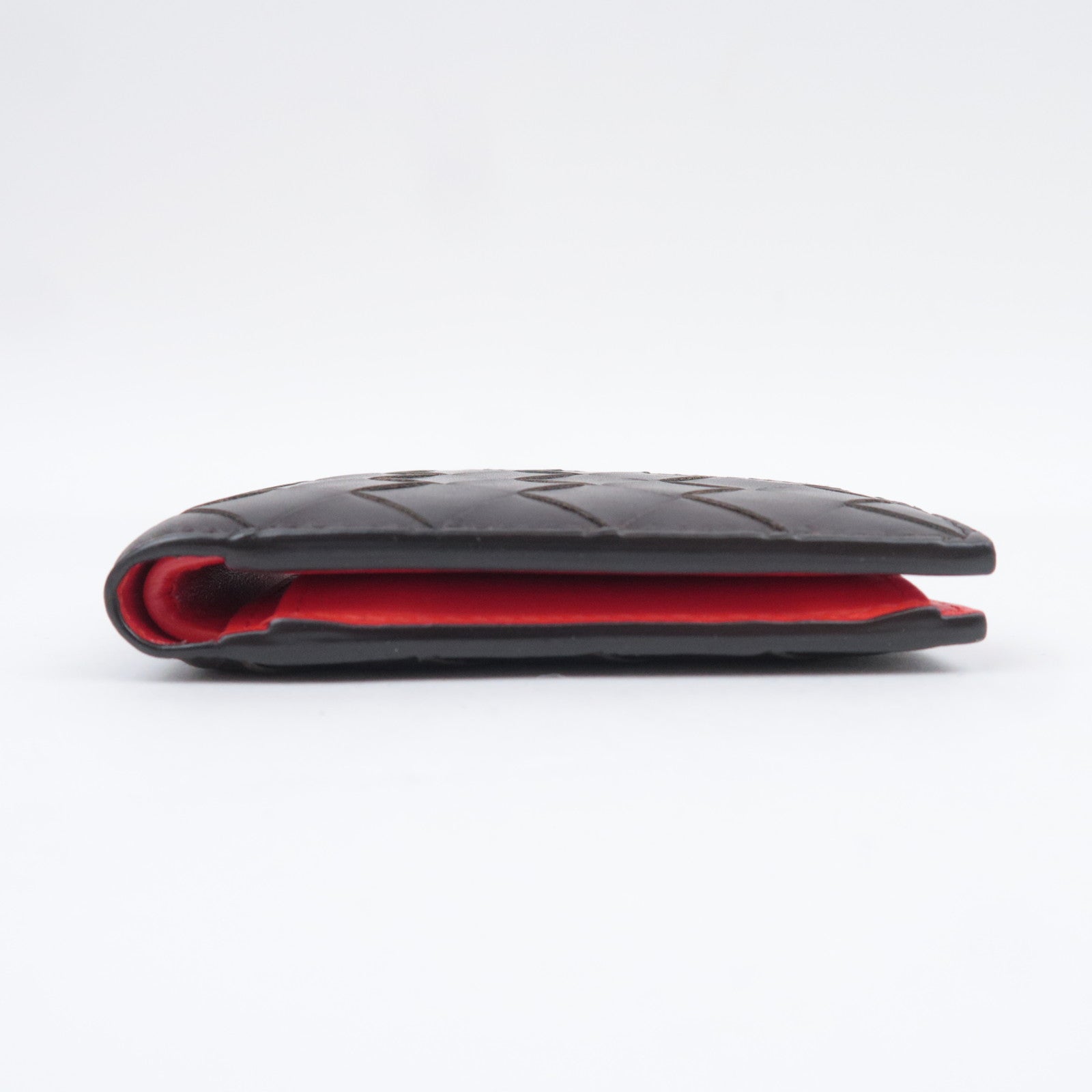 BOTTEGA VENETA Intrecciato Leather Wallet Black Red