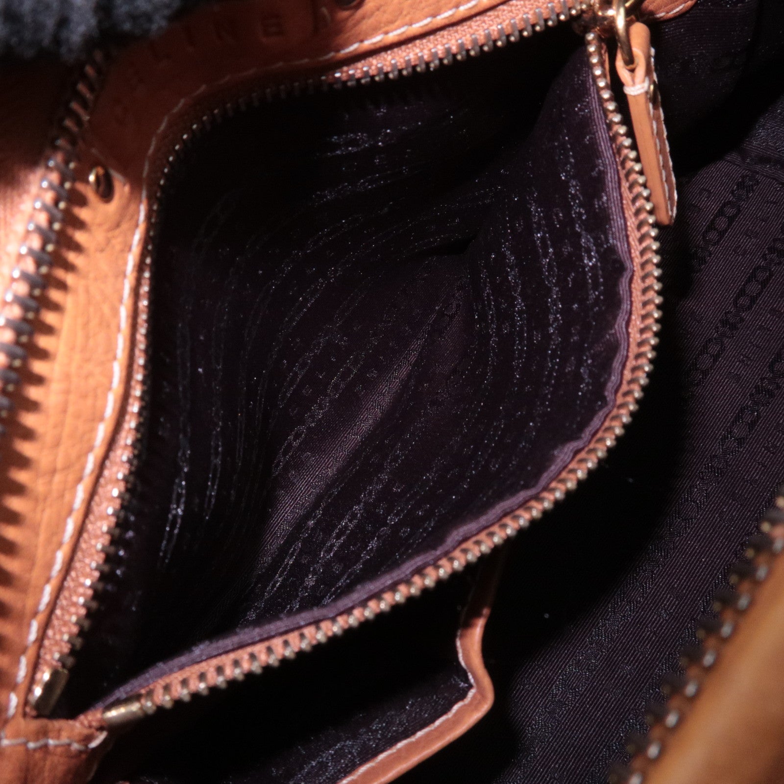 CELINE Boogie Bag Leather Handbag Brown