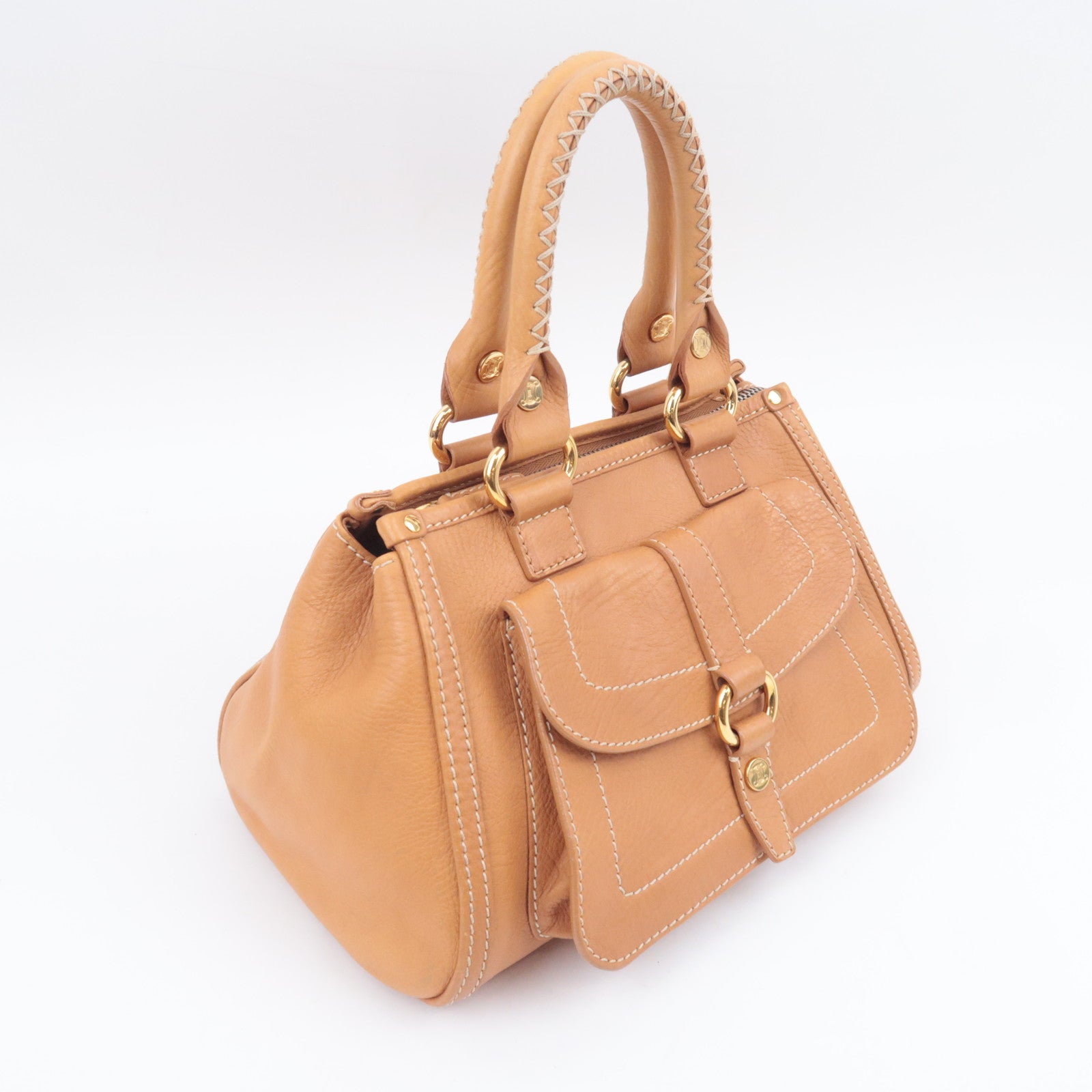CELINE Boogie Bag Leather Handbag Brown