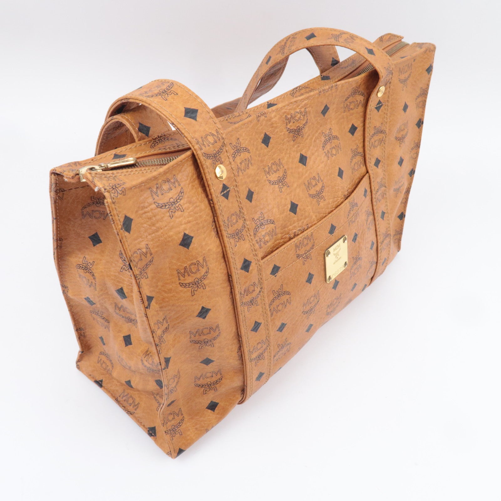 MCM Visetos PVC Tote Bag Brown