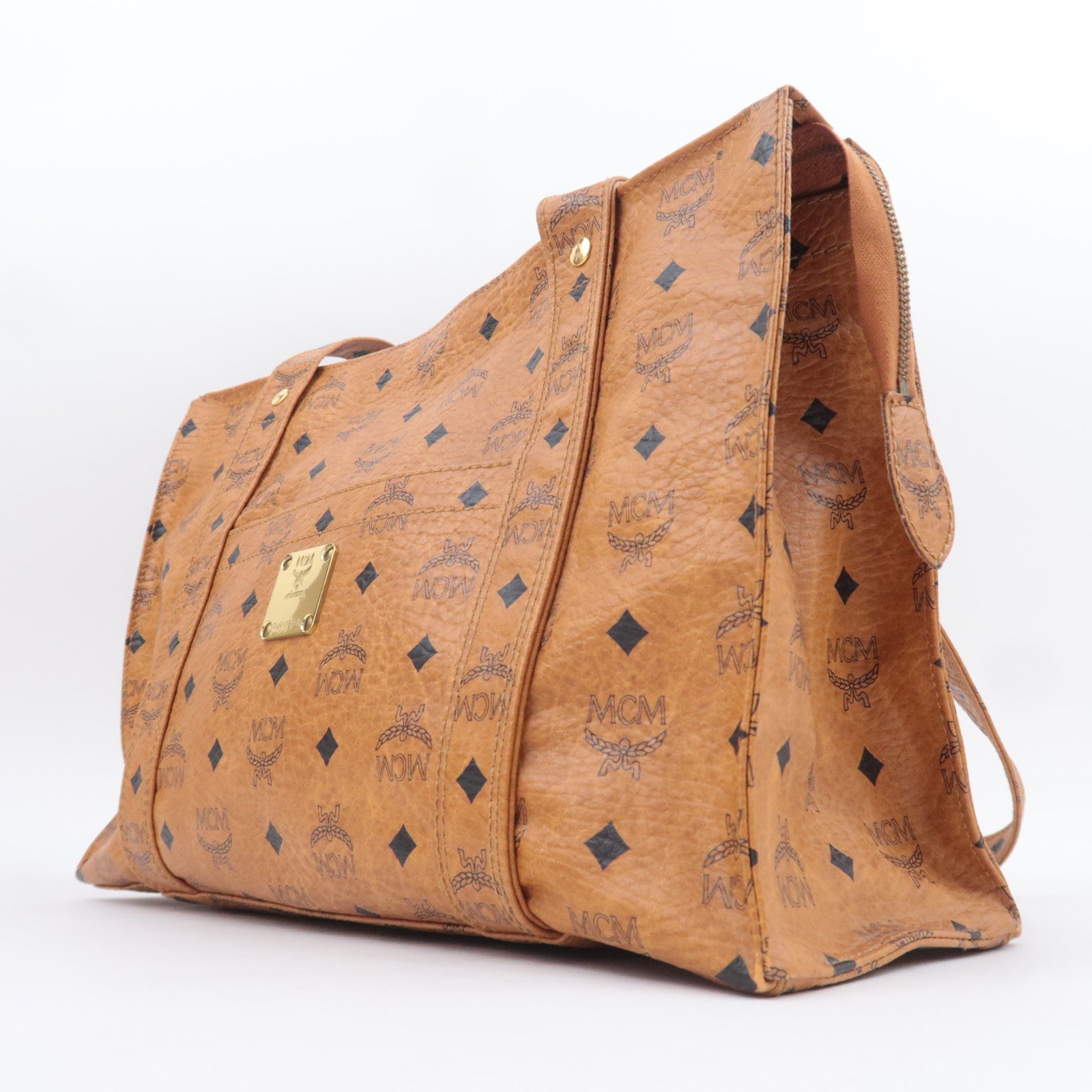 MCM Visetos PVC Tote Bag Brown