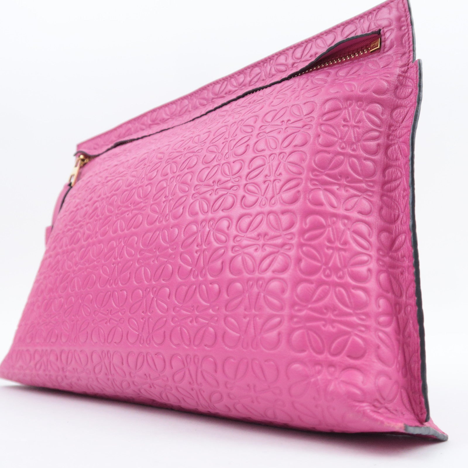 LOEWE Anagram Leather Clutch Bag Pink
