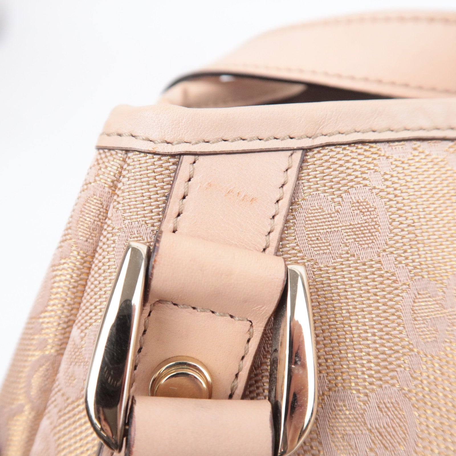 GUCCI Abby GG Canvas Tote Bag Beige Gold 130736