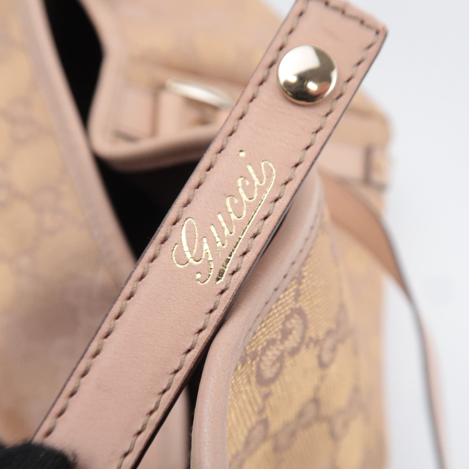 GUCCI Abby GG Canvas Tote Bag Beige Gold 130736