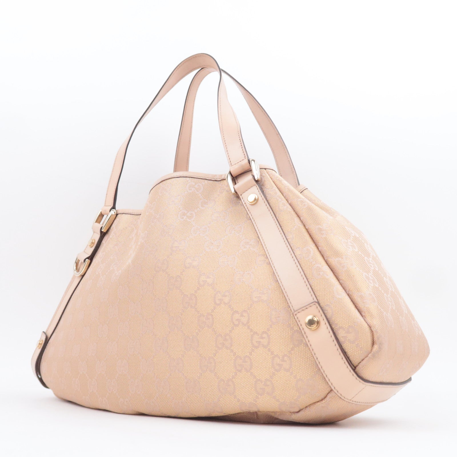 GUCCI Abby GG Canvas Tote Bag Beige Gold 130736