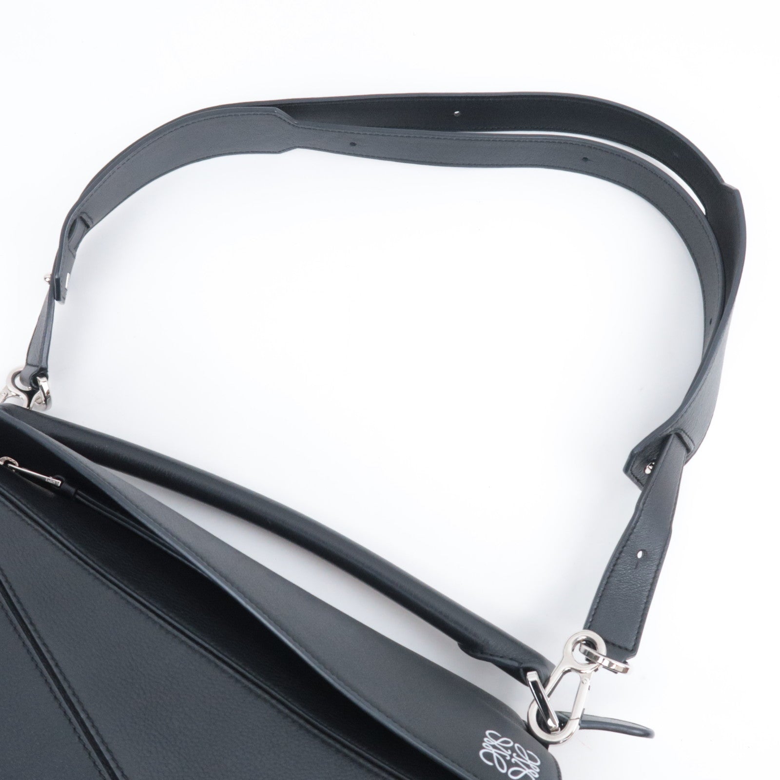 LOEWE Puzzle Bag Medium 2Way Leather Shoulder Bag Black