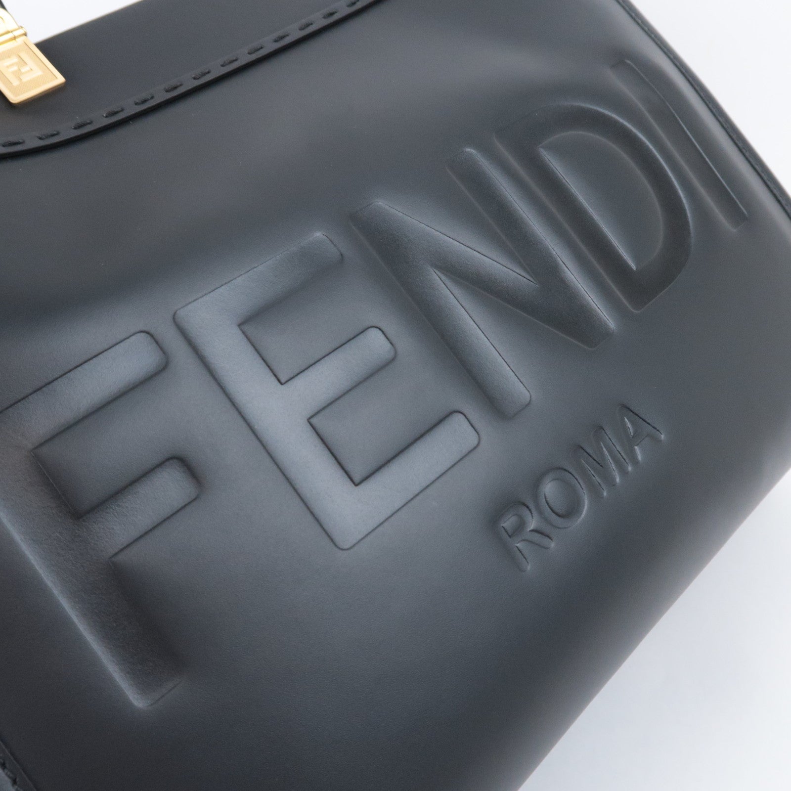 FENDI Sunshine Medium 2Way Leather Tote Bag Black 8BH386