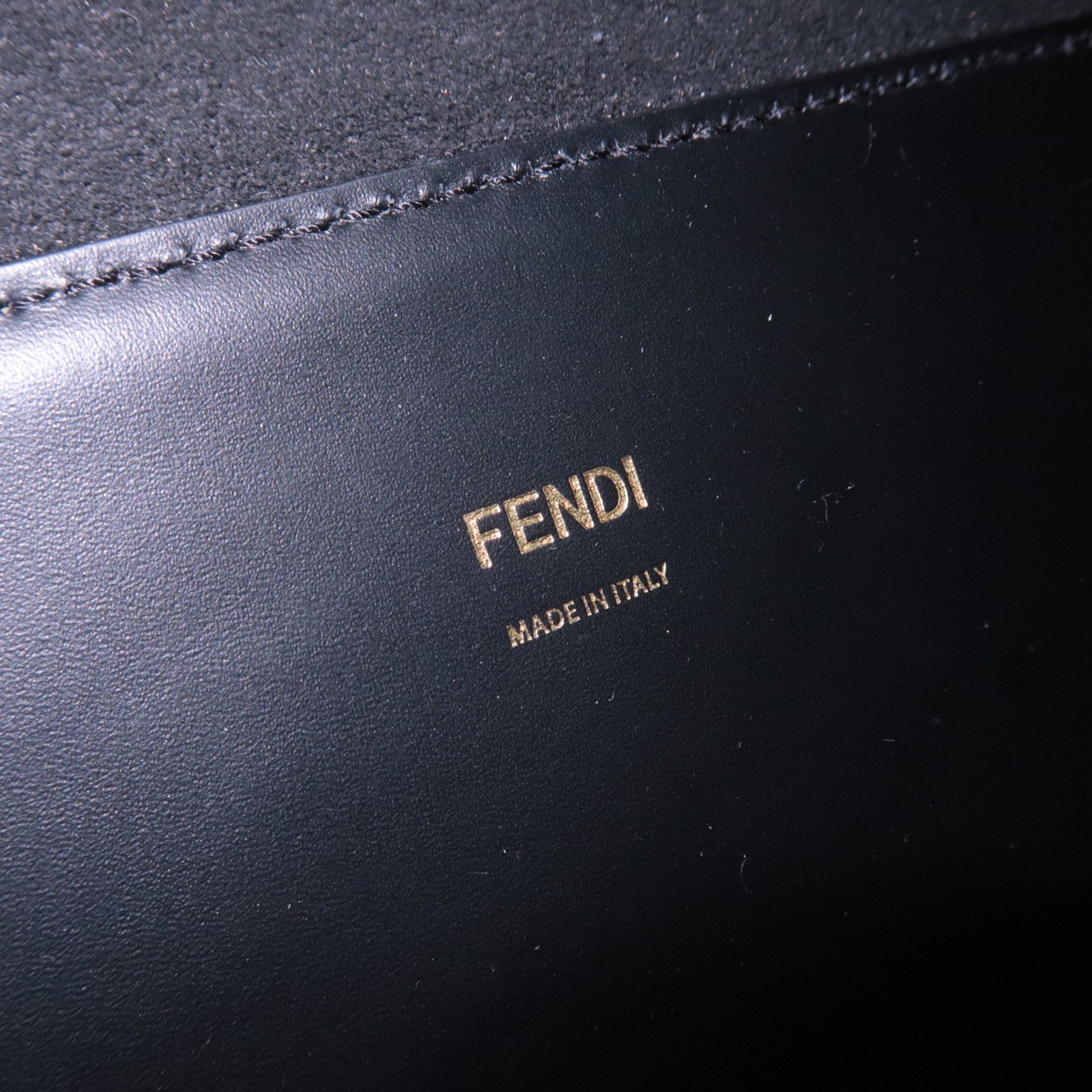 FENDI Sunshine Medium 2Way Leather Tote Bag Black 8BH386