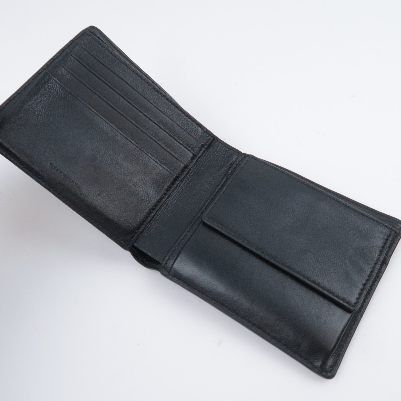 BALENCIAGA Logo Leather Wallet Black 594315