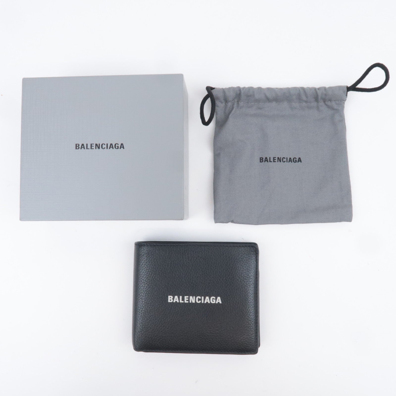 BALENCIAGA Logo Leather Wallet Black 594315