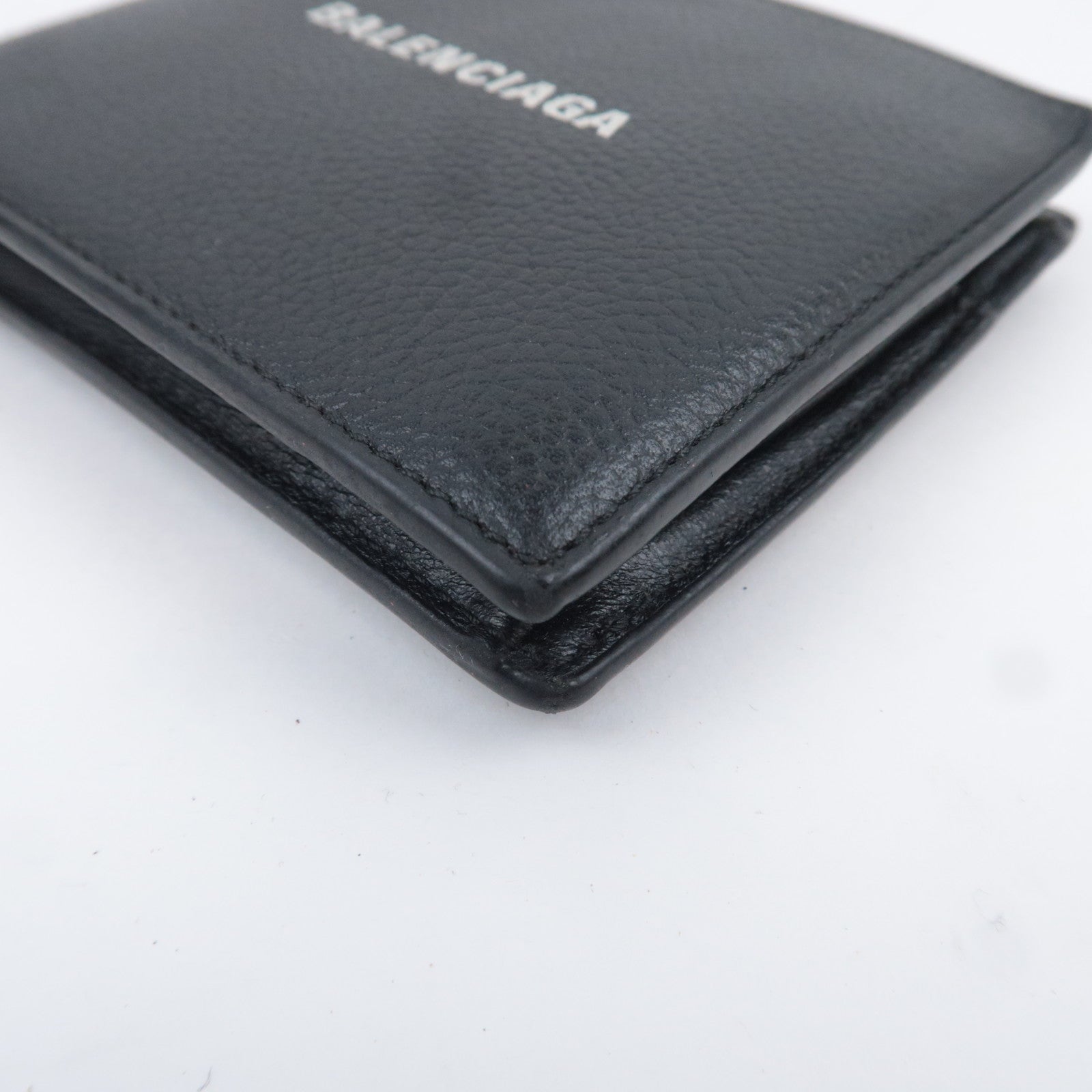 BALENCIAGA Logo Leather Wallet Black 594315