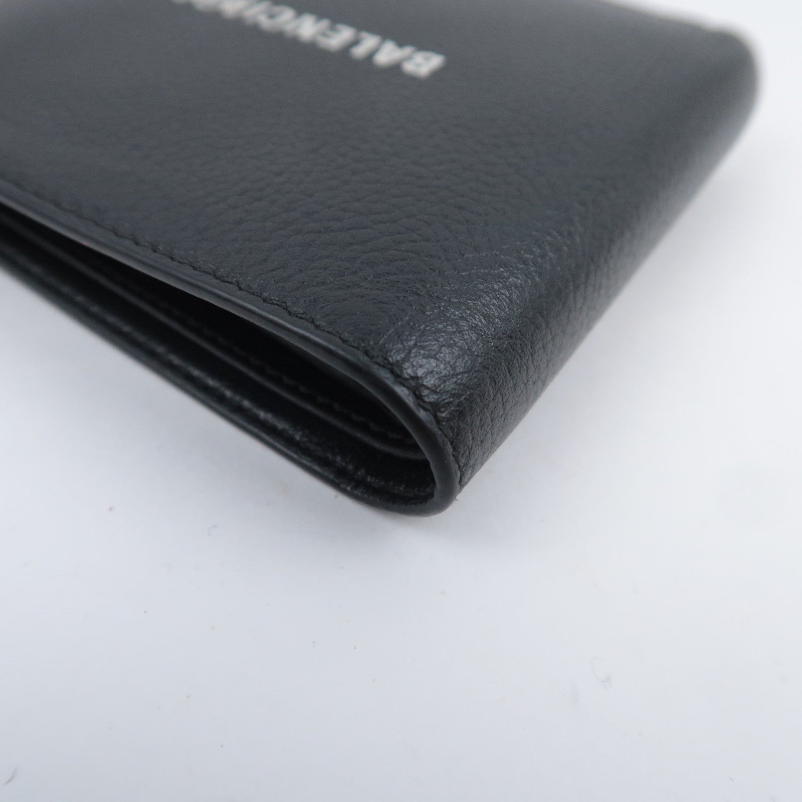 BALENCIAGA Logo Leather Wallet Black 594315