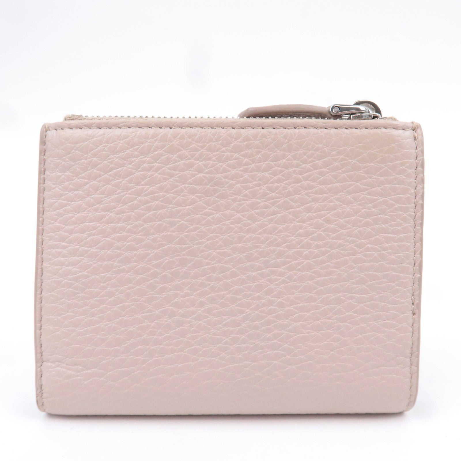 PRADA Triangle Logo Leather Wallet Pink Beige 1ML050