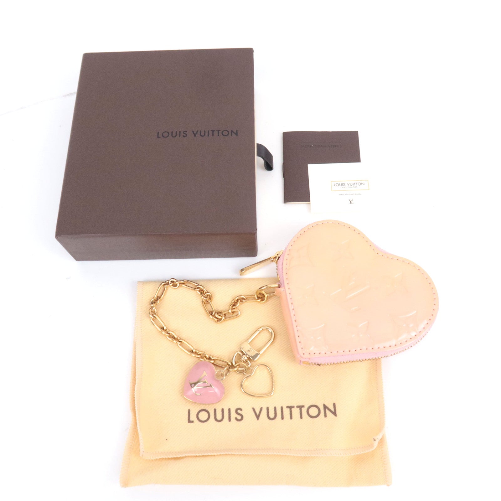 Louis Vuitton Monogram Vernis Porte Monnaie Coeur Coin Case Rose Pearl M91431