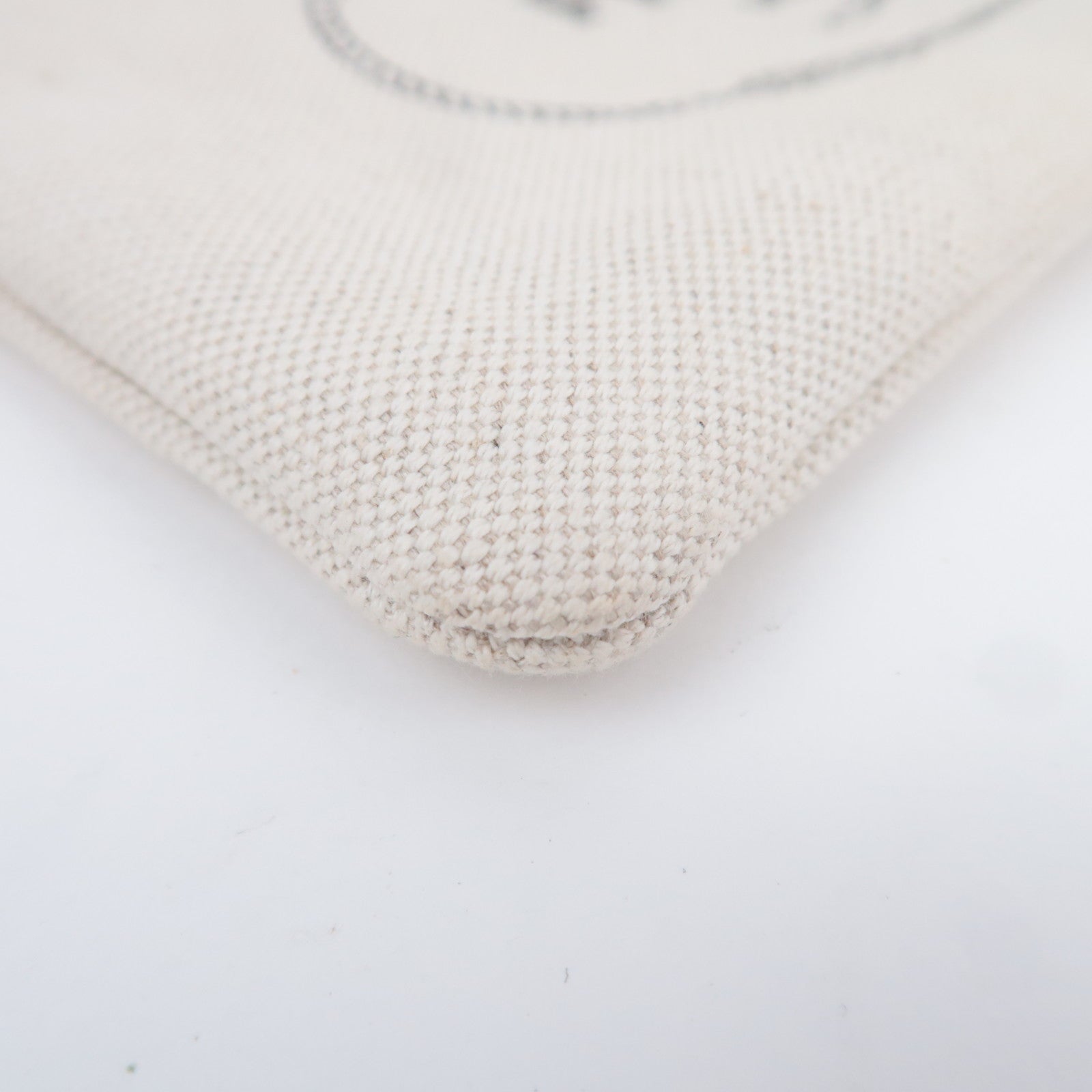 PRADA Canvas Leather Wristlet Pouch Ivory Black