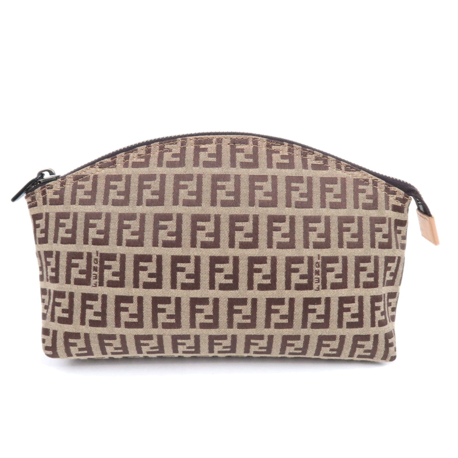 FENDI Zucchino Canvas Leather Pouch Brown 7N000590386