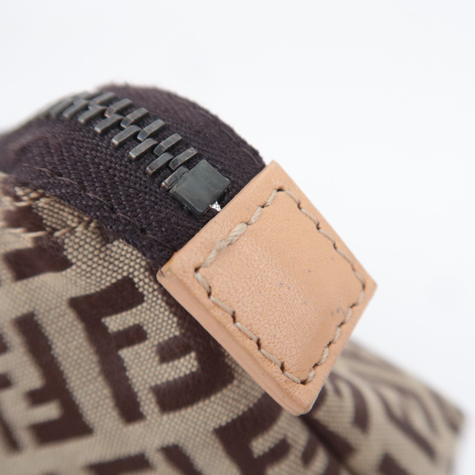 FENDI Zucchino Canvas Leather Pouch Brown 7N0005