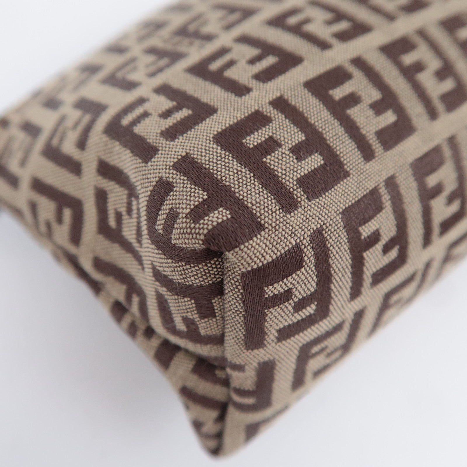 FENDI Zucchino Canvas Leather Pouch Brown 7N0005