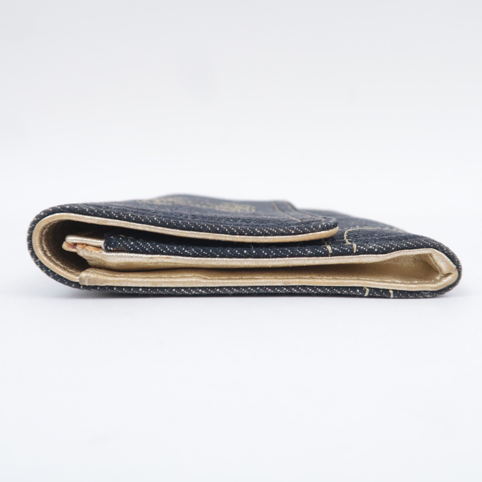 CHANEL Coco Mark Denim Wallet Navy