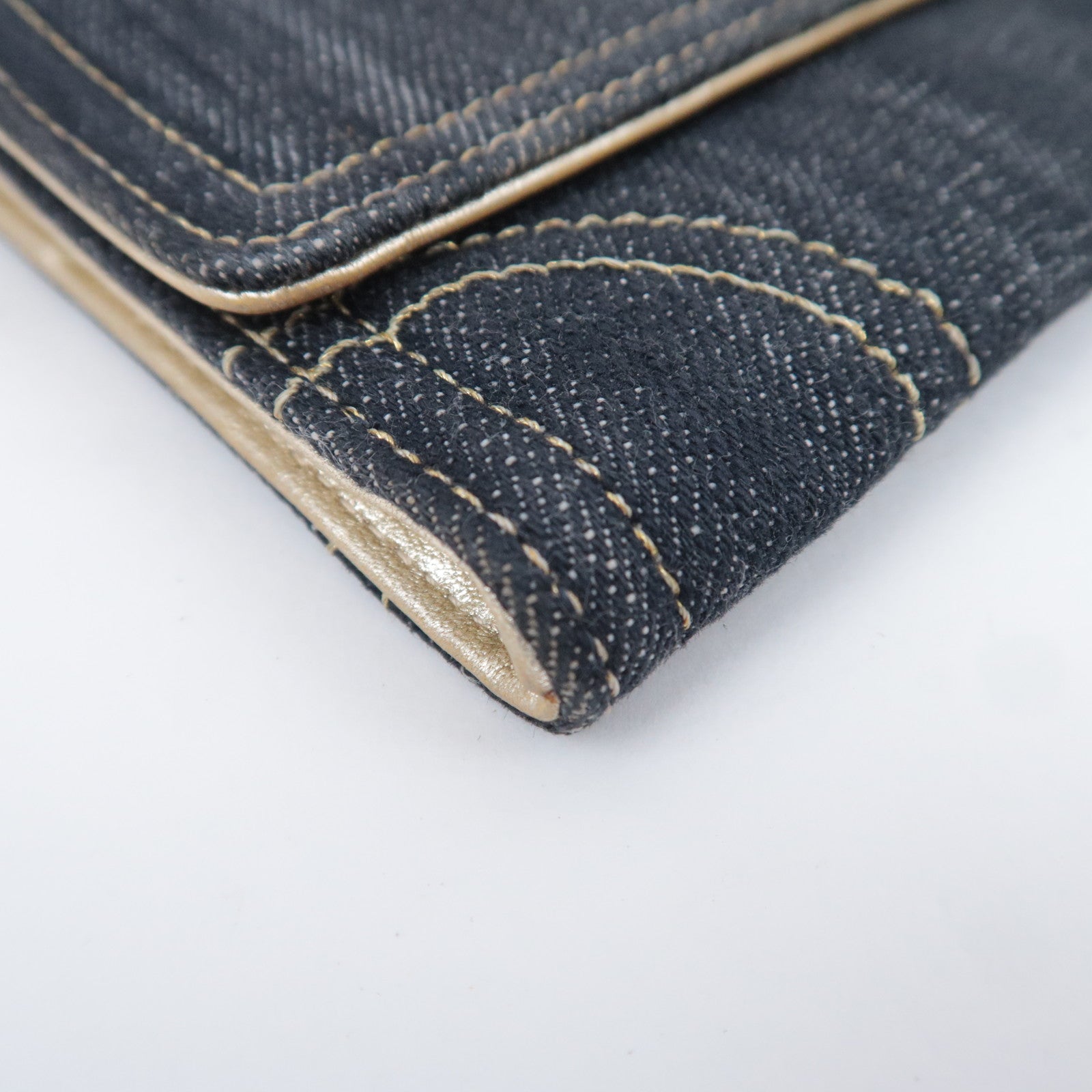 CHANEL Coco Mark Denim Wallet Navy