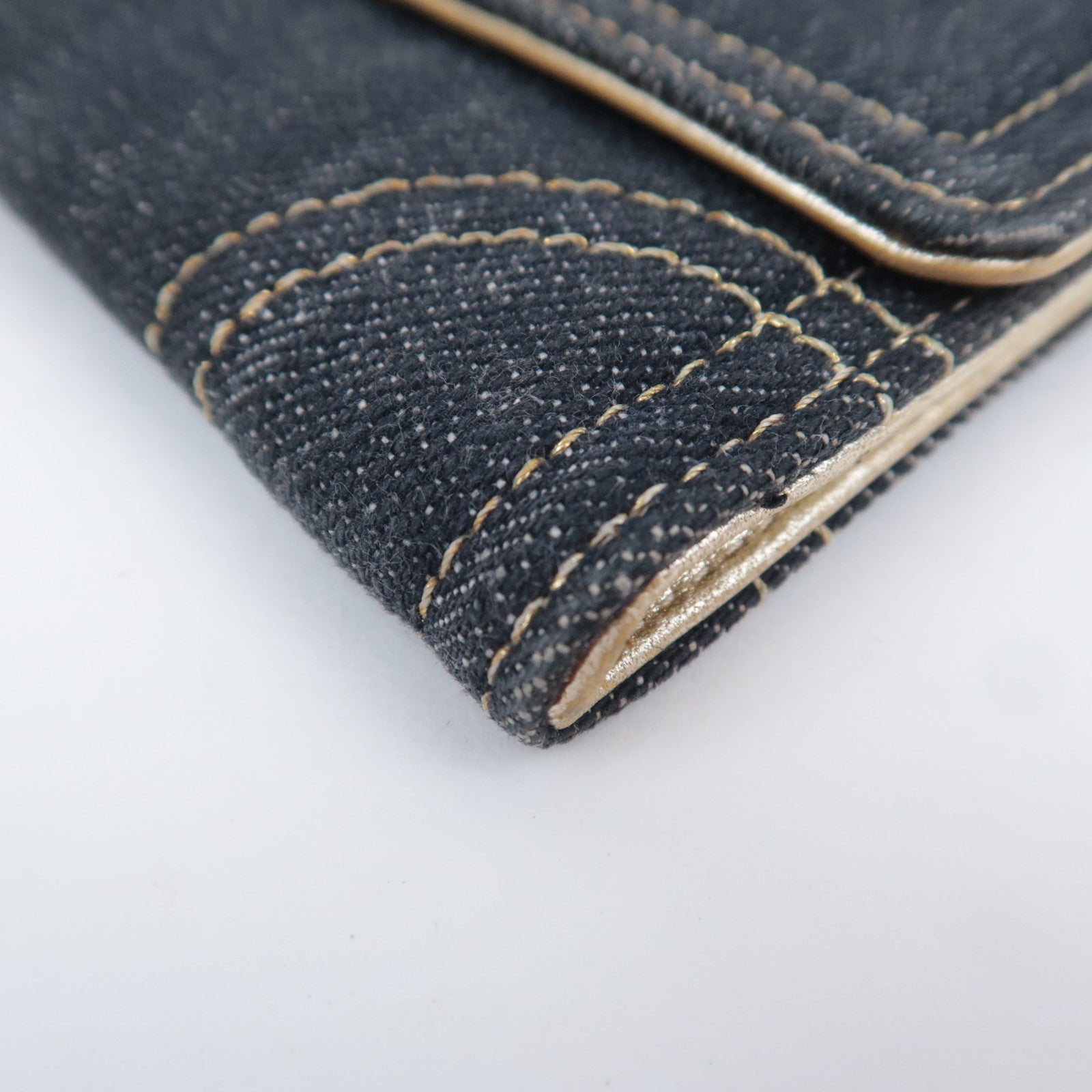 CHANEL Coco Mark Denim Wallet Navy