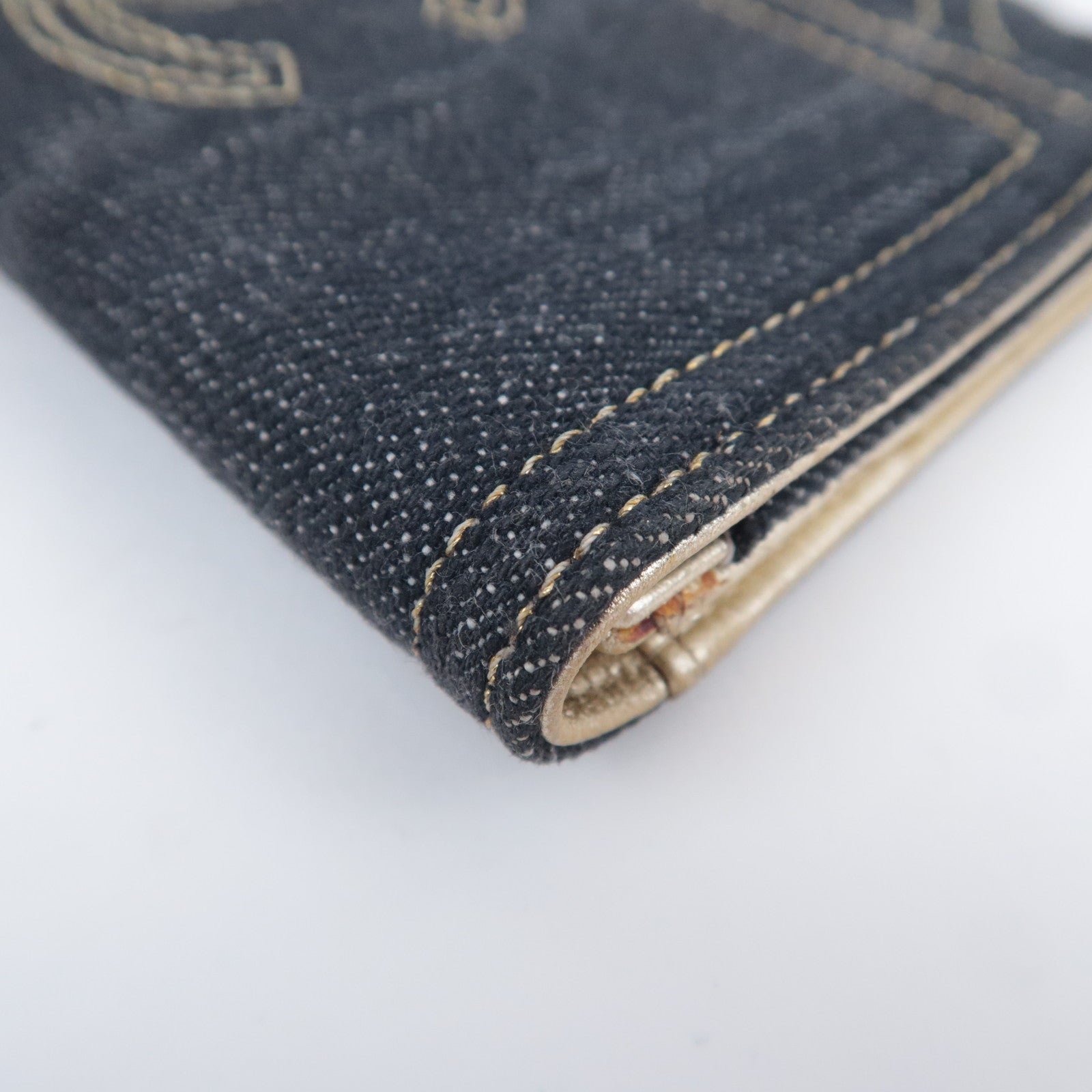 CHANEL Coco Mark Denim Wallet Navy