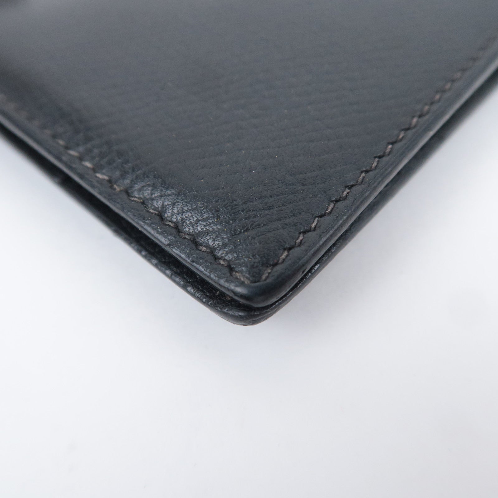 HERMES Bearn Classic Leather Long Wallet □I Stamp (2005) Black Silver HDW