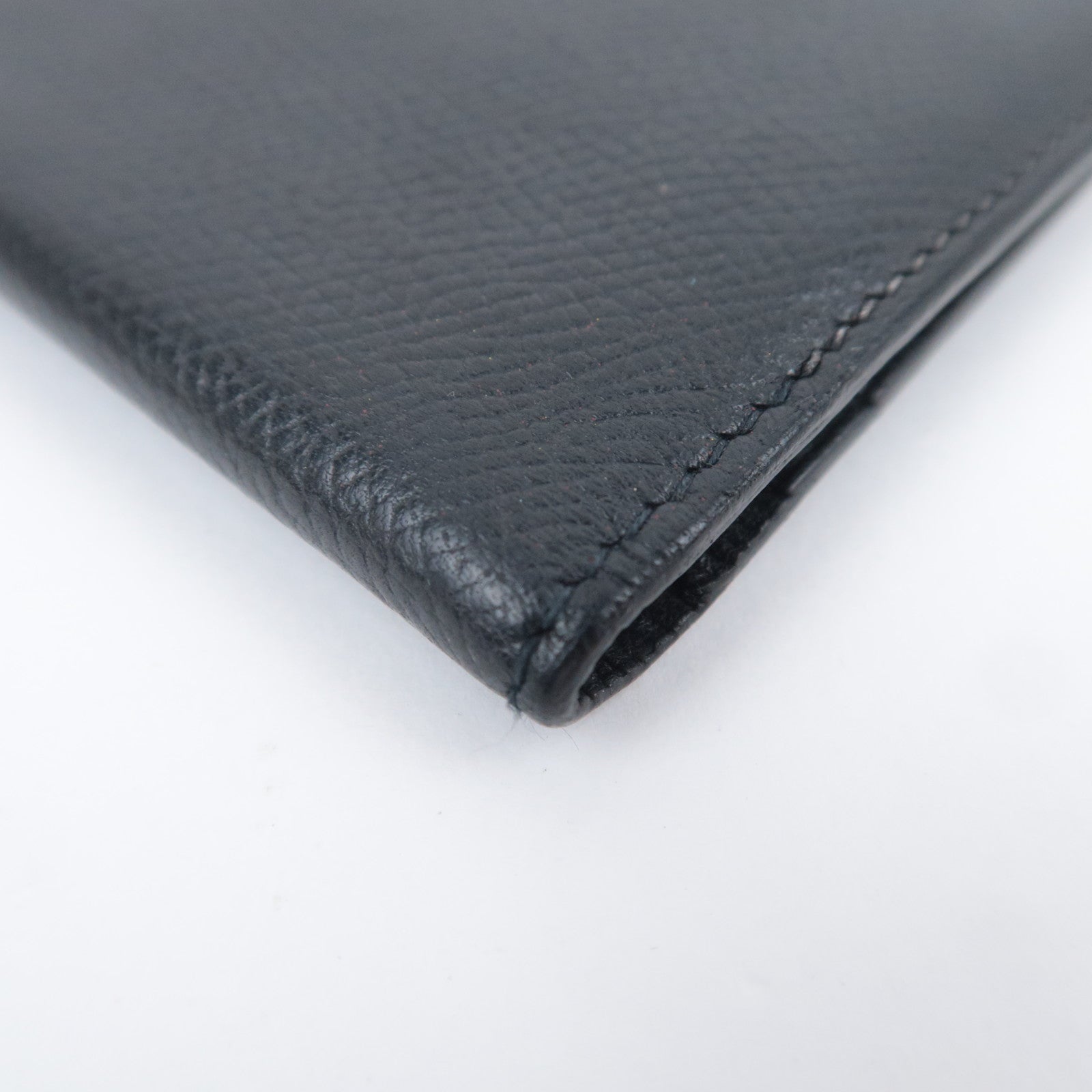 HERMES Bearn Classic Leather Long Wallet □I Stamp (2005) Black Silver HDW