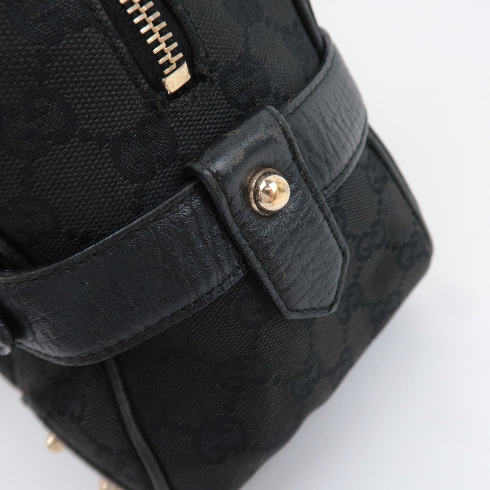 GUCCI Horsebit Sherry GG Canvas Shoulder Bag Black 131092