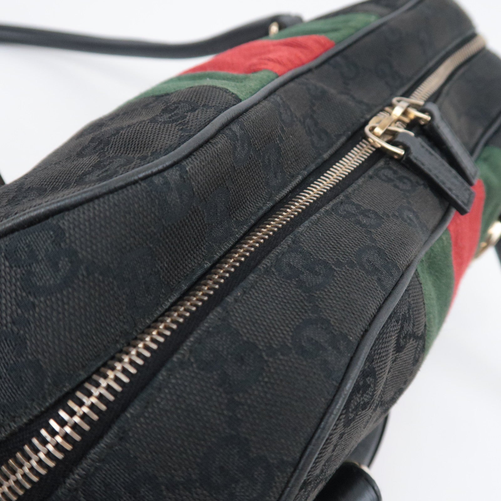 GUCCI Horsebit Sherry GG Canvas Shoulder Bag Black 131092